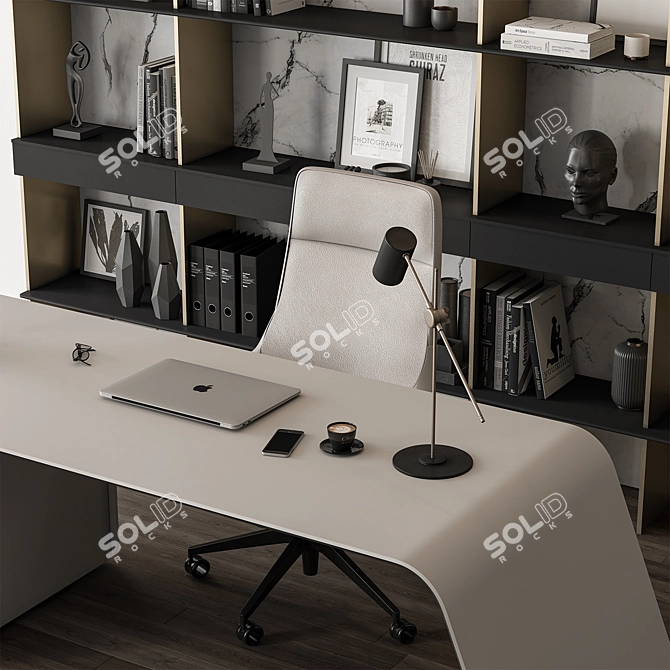 Executive Steel Desk 523 3D model image 2