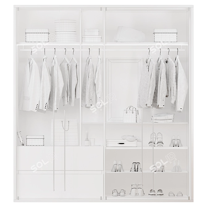 Modern Style Wardrobe with Glass Doors 3D model image 4