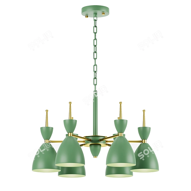 Sleek Metal Chandelier 6 Lights 3D model image 1