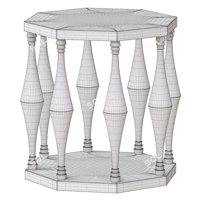 Sleek Noir Marceo Side Table 3D model image 2