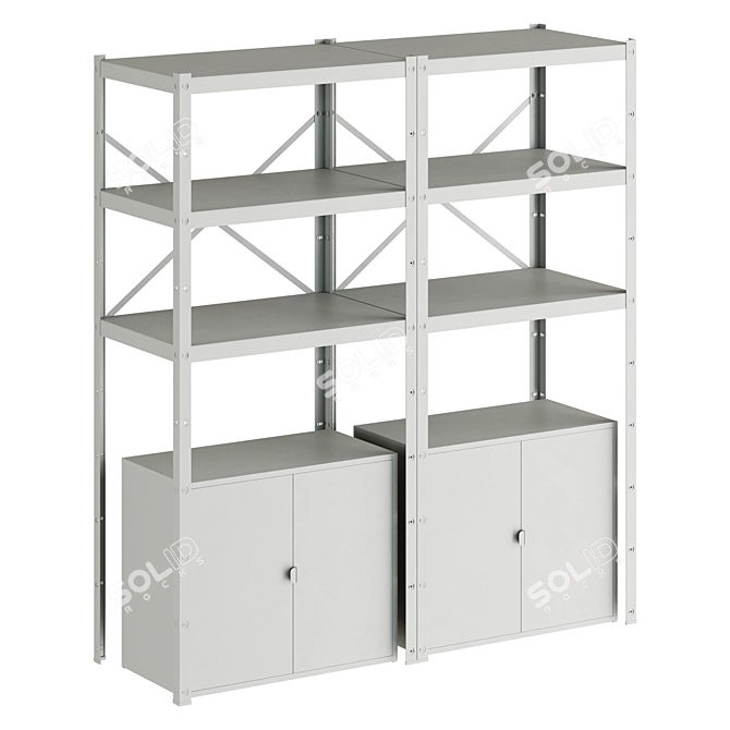IKEA Storage Shelf with Cabinets 3D model image 2