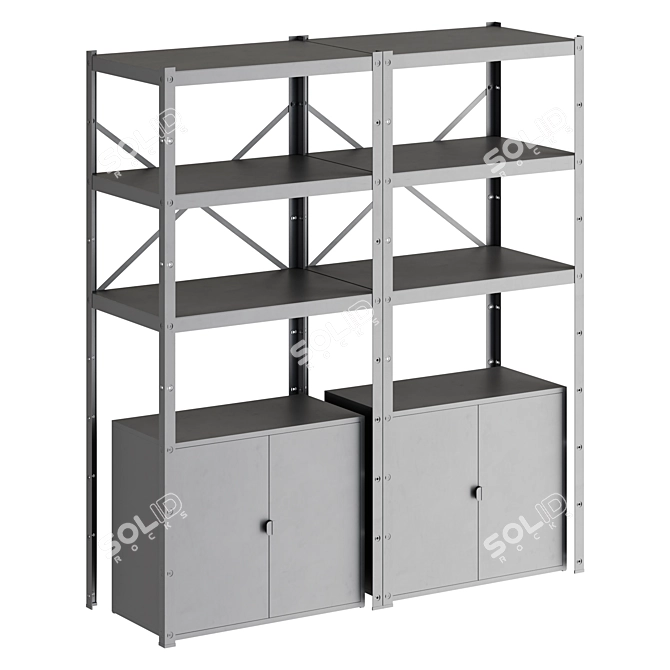 IKEA Storage Shelf with Cabinets 3D model image 3