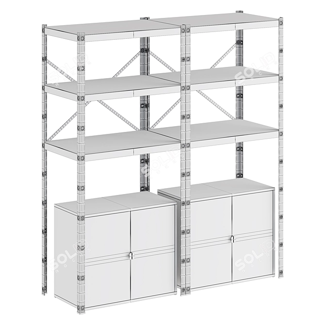 IKEA Storage Shelf with Cabinets 3D model image 5