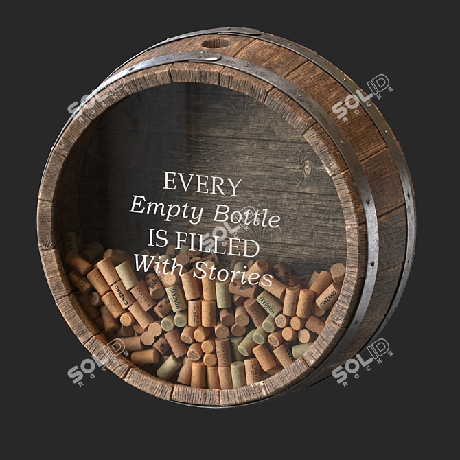 Rustic Wine Barrel Wall Decor 3D model image 2