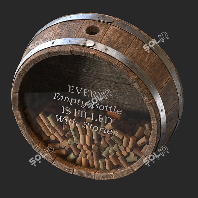 Rustic Wine Barrel Wall Decor 3D model image 3