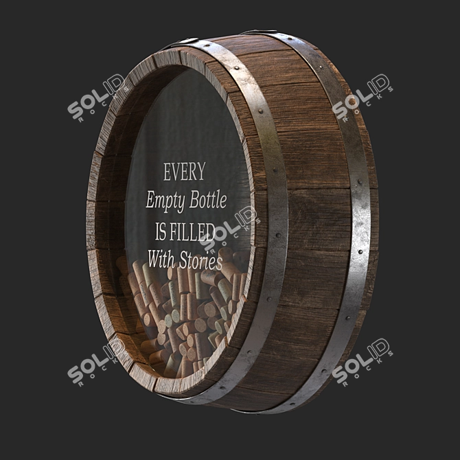 Rustic Wine Barrel Wall Decor 3D model image 4