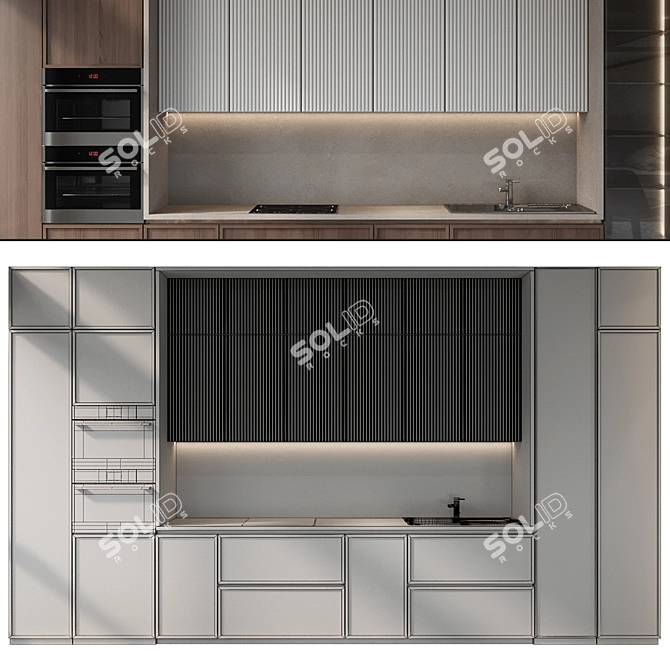 Modern Kitchen Furniture Set 2013 3D model image 2