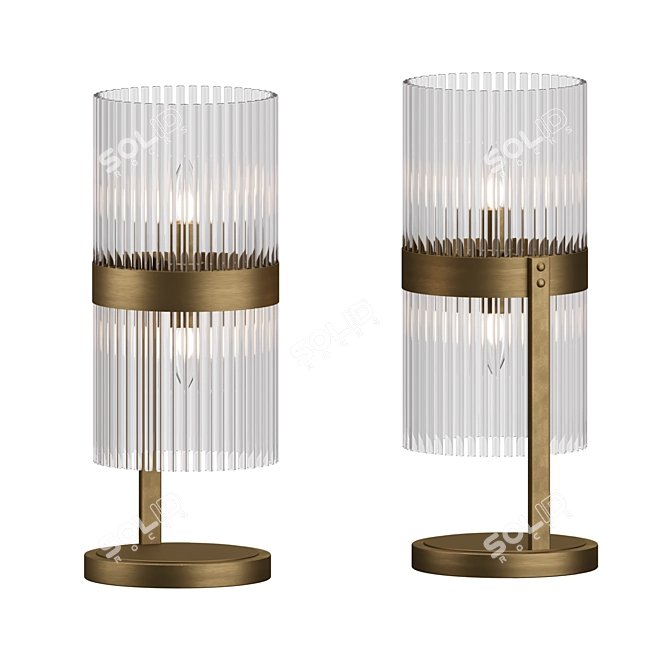 Antique Brass Glass Table Lamp 3D model image 1