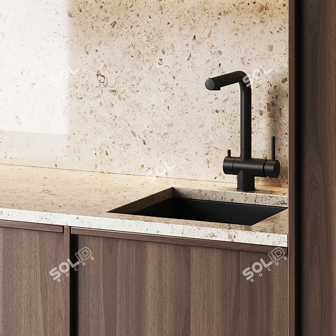 Sleek Wood Kitchen Set 3D model image 4