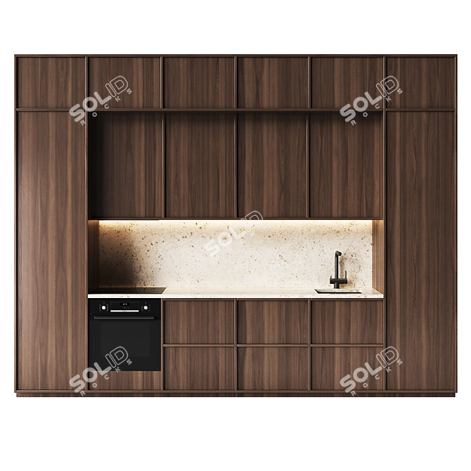Sleek Wood Kitchen Set 3D model image 5