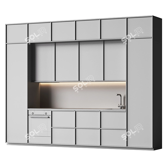 Sleek Wood Kitchen Set 3D model image 6