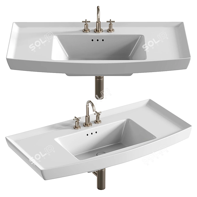 Elegant Olney Wall-Mount Sink 3D model image 1