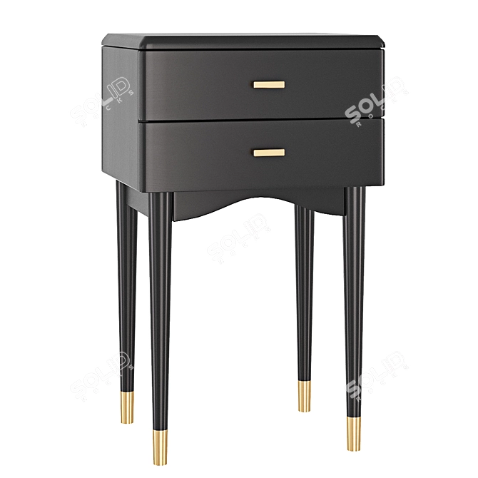 Modern Black Birch Side Table 3D model image 2