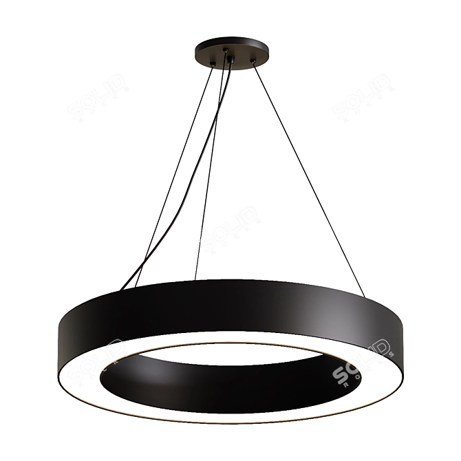 Modern Black Acrylic Ring Chandelier 3D model image 1