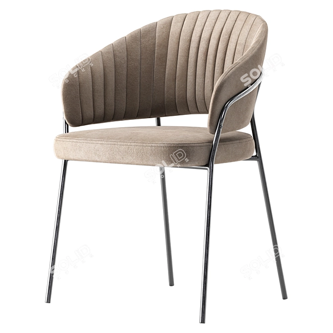 Elegant Light Gray Steel Chair 3D model image 1