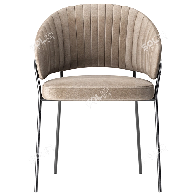 Elegant Light Gray Steel Chair 3D model image 2