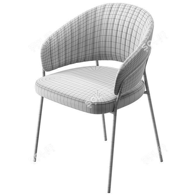 Elegant Light Gray Steel Chair 3D model image 4