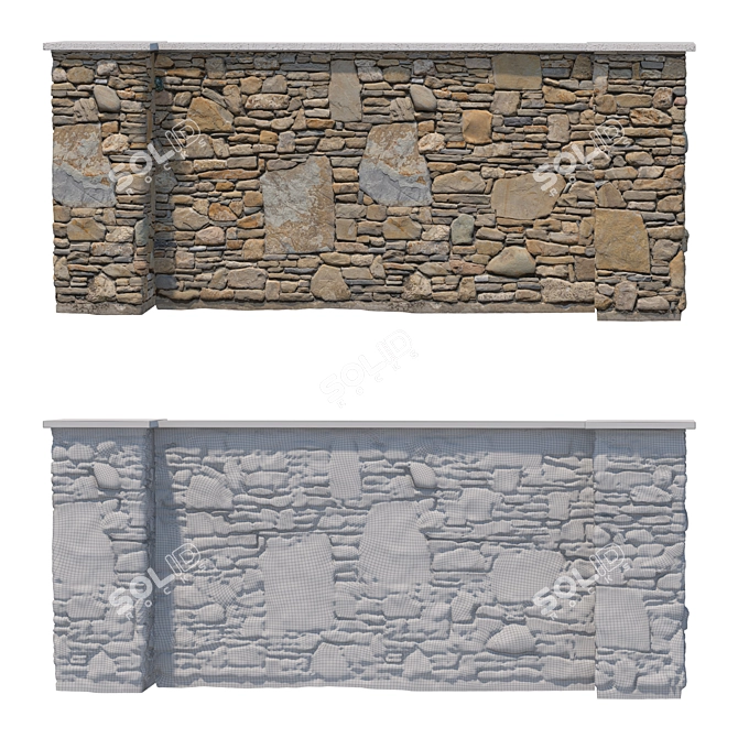 Wild Stone Fence Kit | Modular Design 3D model image 3