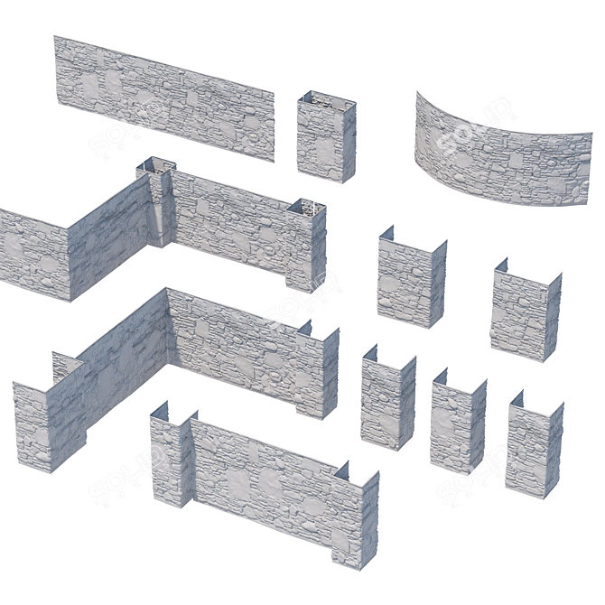 Wild Stone Fence Kit | Modular Design 3D model image 4