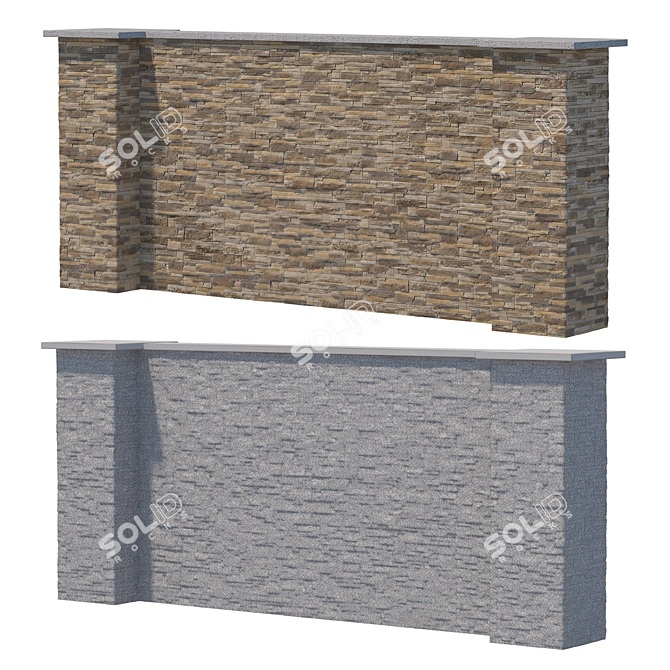 Modular Stone Fence Kit. High-quality textures. 3D model image 4