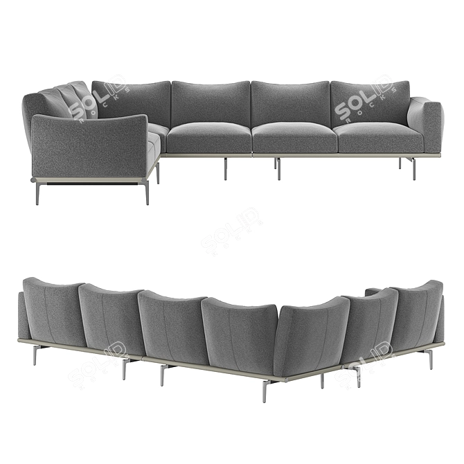 Italian Corner Sofa Comfortably Hugs 3D model image 2