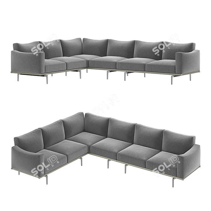 Italian Corner Sofa Comfortably Hugs 3D model image 3