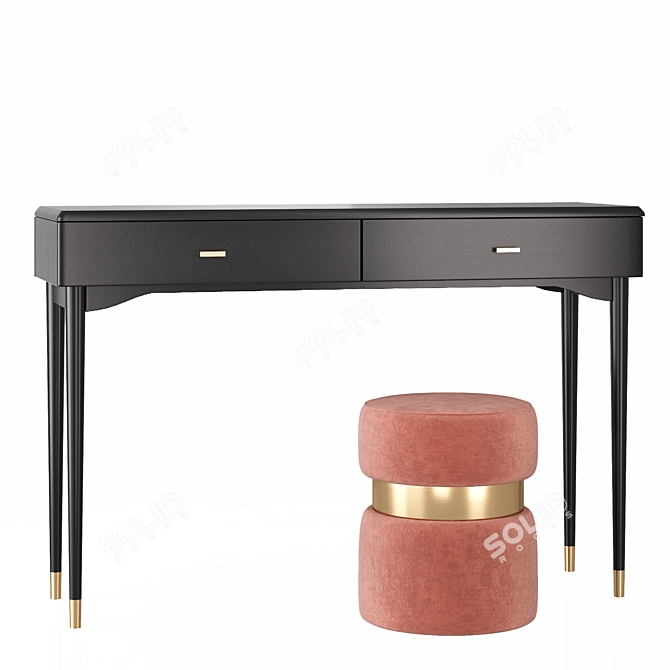 Elegant Black Makeup Console Set 3D model image 2