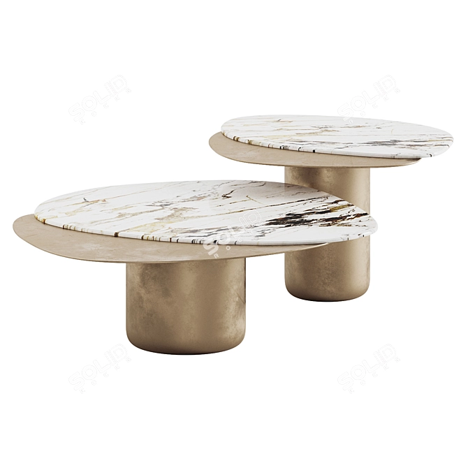 Luxury Marble Coffee Table Set 3D model image 2