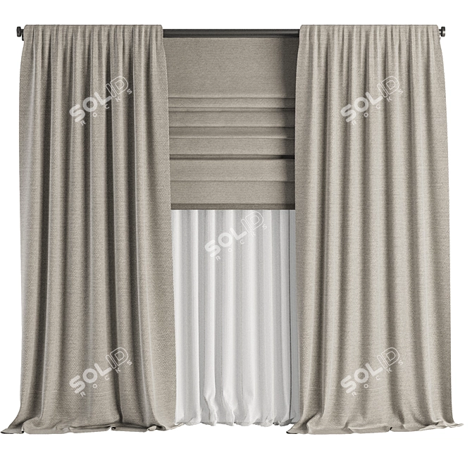 Modern Curtain Set M26 3D model image 1