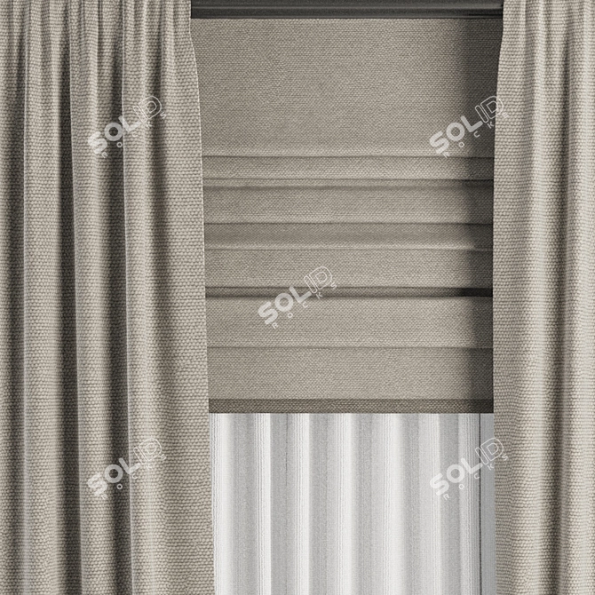 Modern Curtain Set M26 3D model image 2