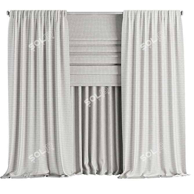 Modern Curtain Set M26 3D model image 4