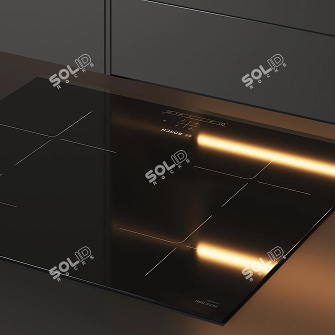 Sleek Black Kitchen Island Set 3D model image 3