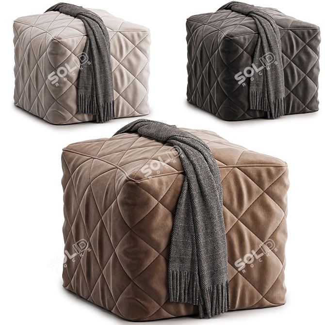 Moroccan Style Pouf Ottoman 3D model image 1