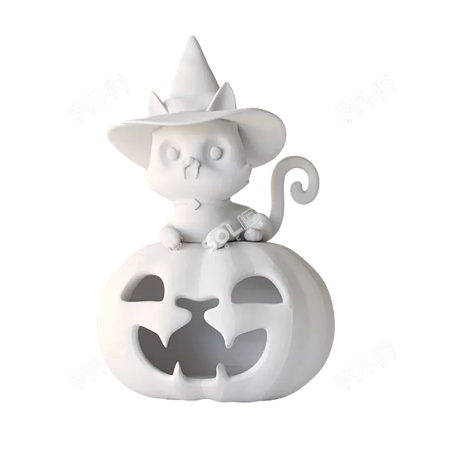 Pumpkin Cat Halloween Decoration 3D model image 2