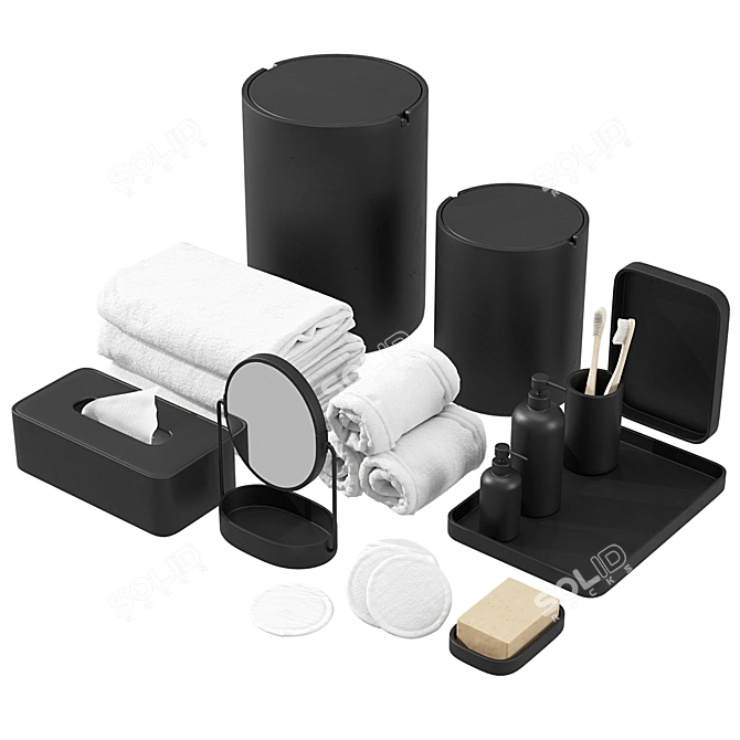 Black Resin Bathroom Set ZARA HOME 3D model image 1