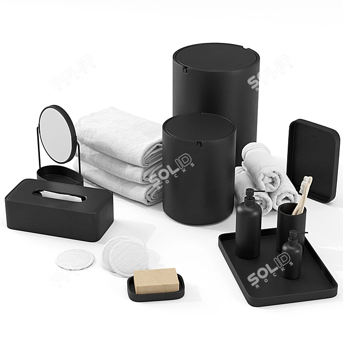 Black Resin Bathroom Set ZARA HOME 3D model image 3