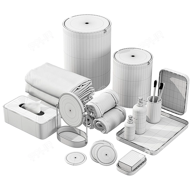 Black Resin Bathroom Set ZARA HOME 3D model image 6