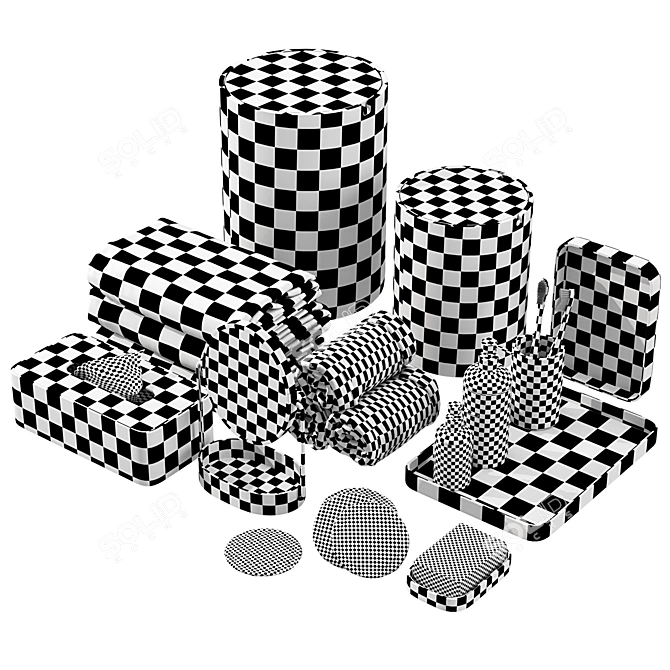 Black Resin Bathroom Set ZARA HOME 3D model image 7