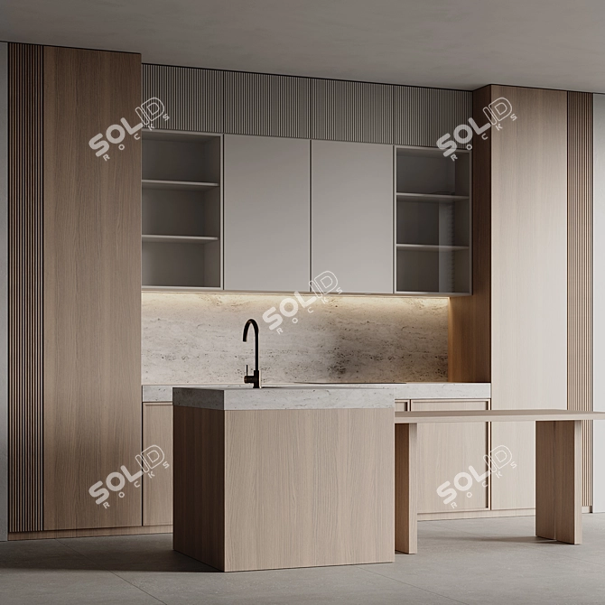  Modern Kitchen 3D Model 3D model image 1