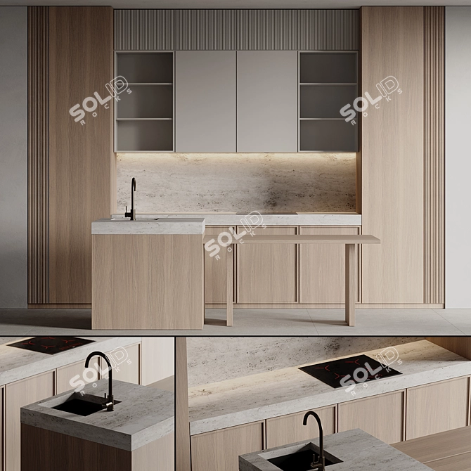  Modern Kitchen 3D Model 3D model image 2
