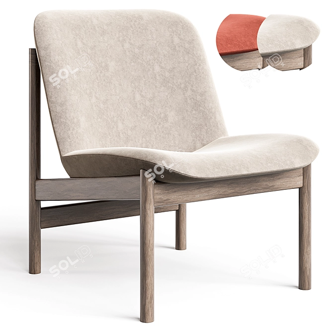 Modern Upholstered Timber Lounge Chair 3D model image 1