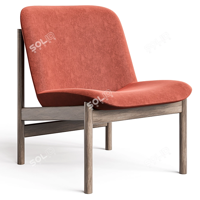 Modern Upholstered Timber Lounge Chair 3D model image 2