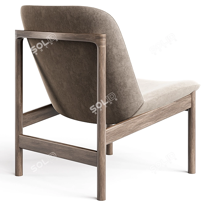Modern Upholstered Timber Lounge Chair 3D model image 3