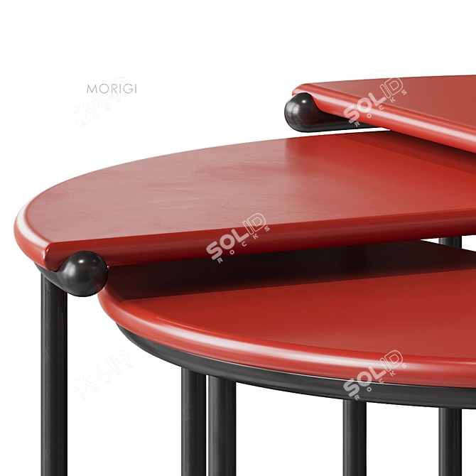 MORIGI Red Wood Nesting Tables 3D model image 2