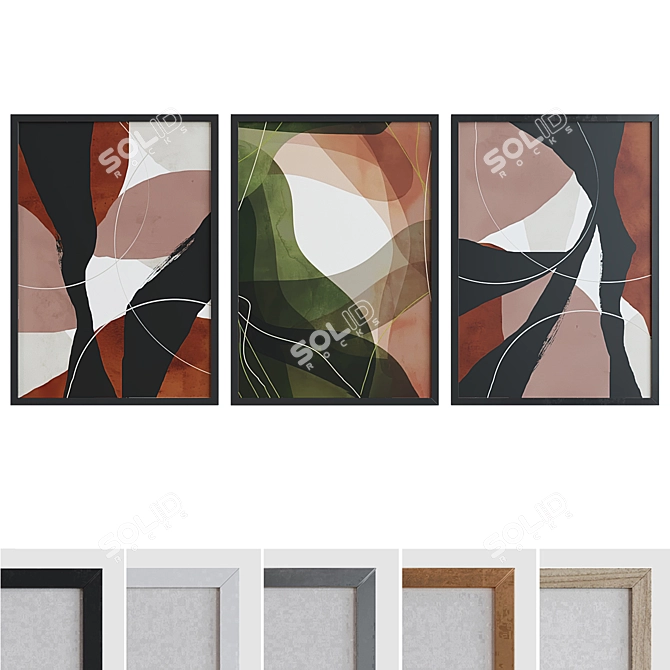 Modern Abstract Picture Frame Set 3D model image 1