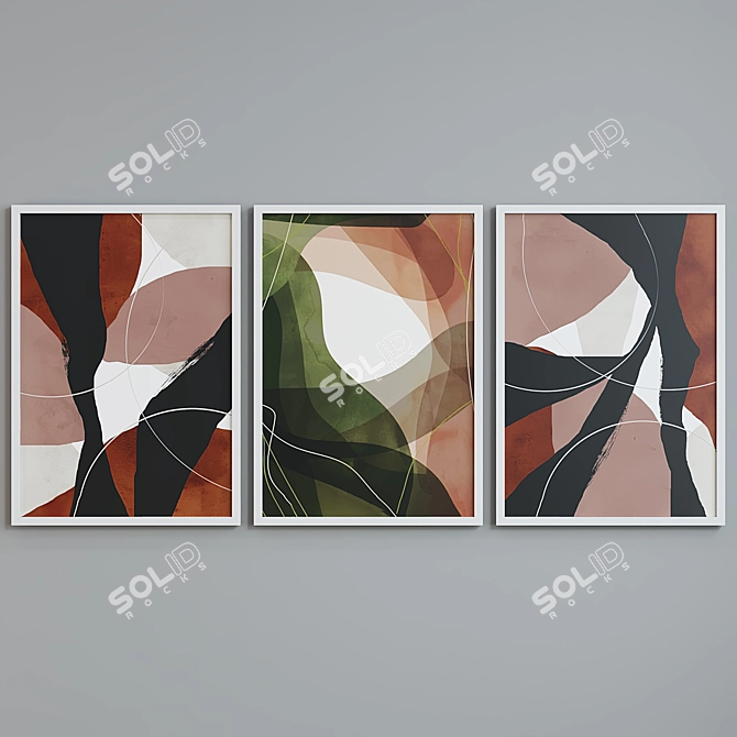 Modern Abstract Picture Frame Set 3D model image 2