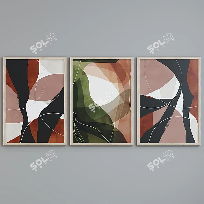 Modern Abstract Picture Frame Set 3D model image 5