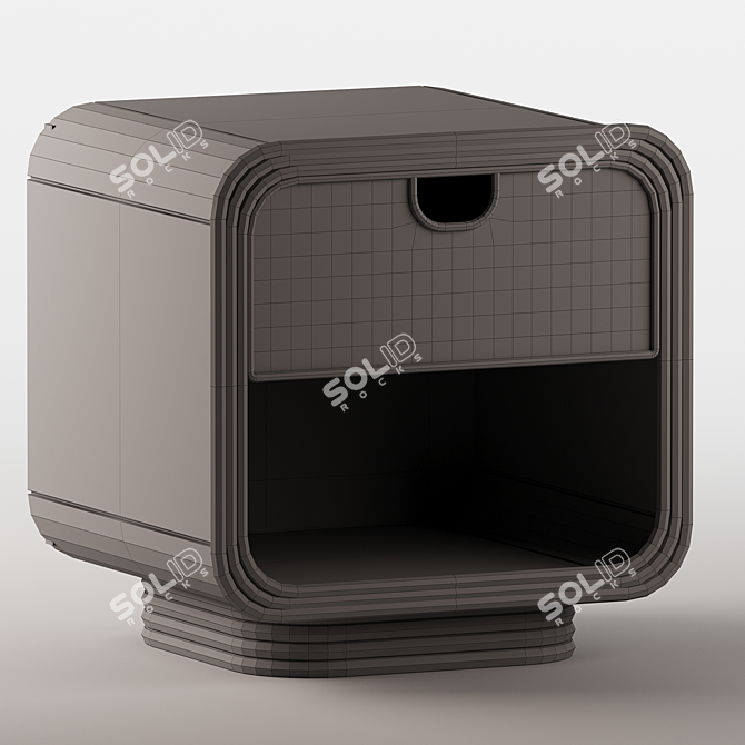 Rattan Boho Nightstand: 1-Drawer Wooden Bedside 3D model image 4