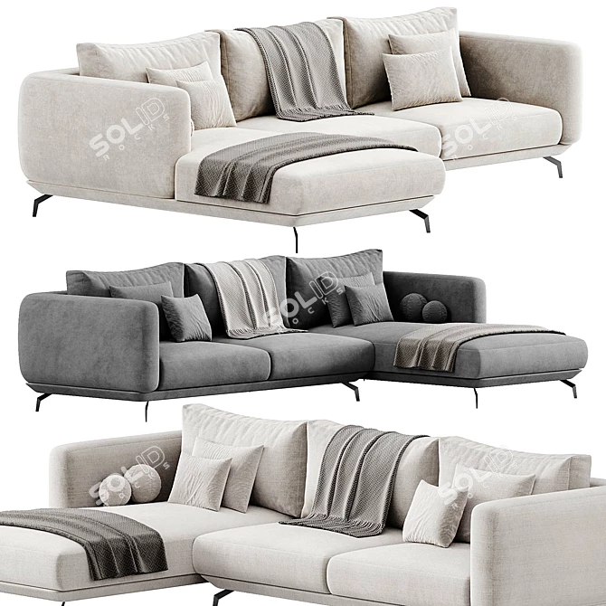 Modern 3-Seater Corner Sofa by Weilai Concept 3D model image 3