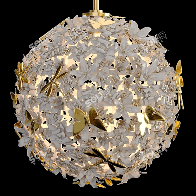 Porcelain Flower Chandelier Bouquet 3D model image 2